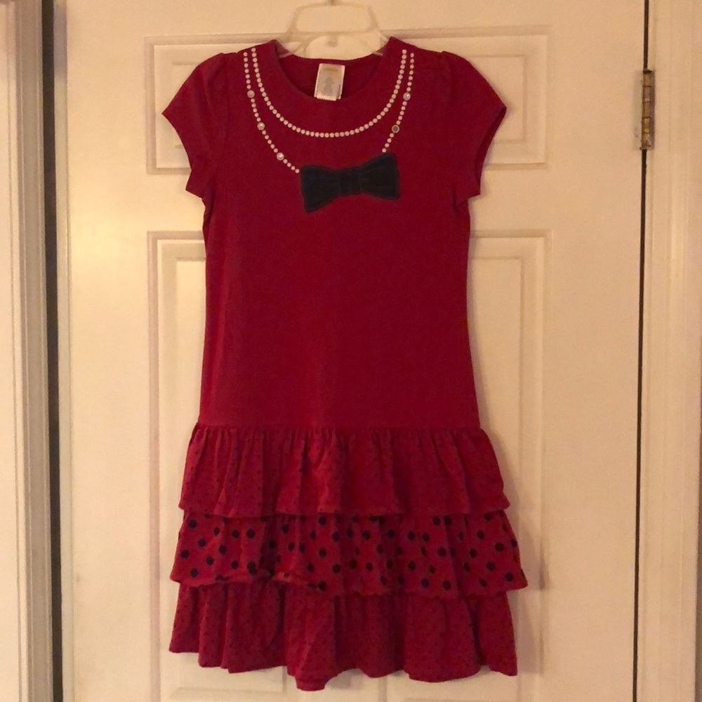 Girl’s casual dress with matching navy sweater